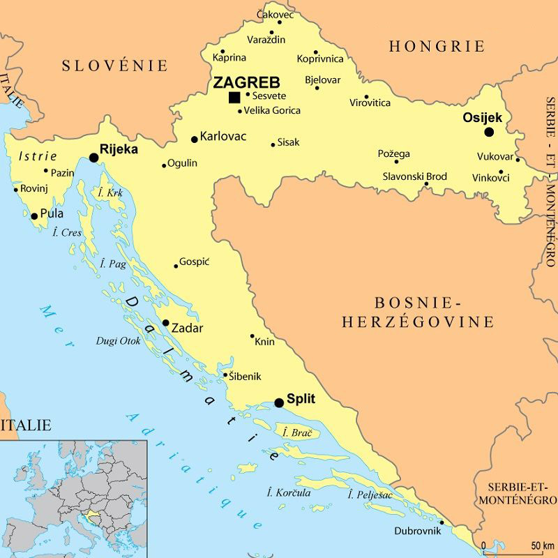 Carte de la Croatie